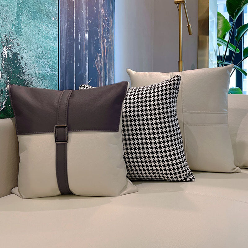 Stationary Stain Resistant Faux Leather Living Room Pillow Top Arm Modern Sofa