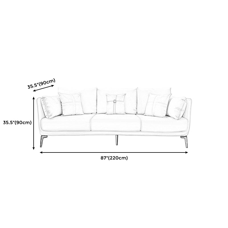 Stationary Stain Resistant Faux Leather Living Room Pillow Top Arm Modern Sofa