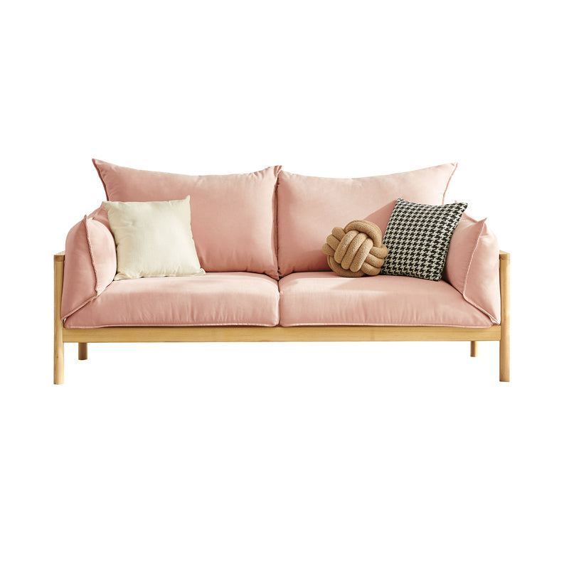 Stationary Cotton 2-seater Living Room Square Arm Cushions Sofa