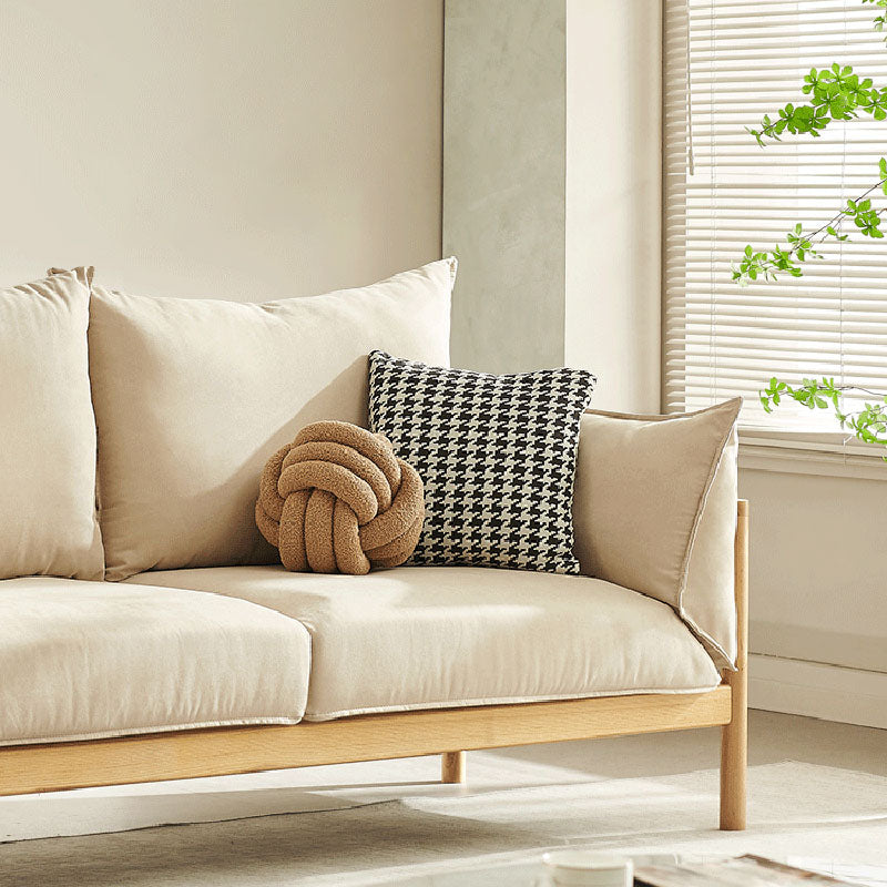 Stationary Cotton 2-seater Living Room Square Arm Cushions Sofa