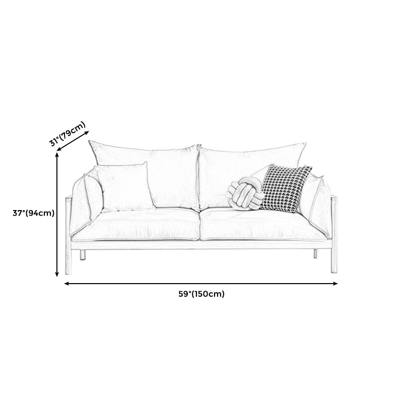 Stationary Cotton 2-seater Living Room Square Arm Cushions Sofa