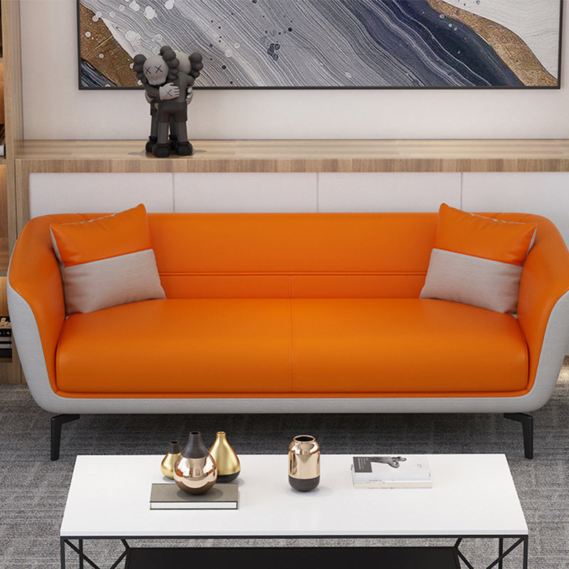 Faux Leather Tight Back Sofa Couch Standard Flared Arm Sofa Couch
