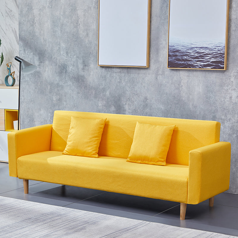 Cotton Blend Loose Back Square Arm Slipcovered Convertible Sofa Bed