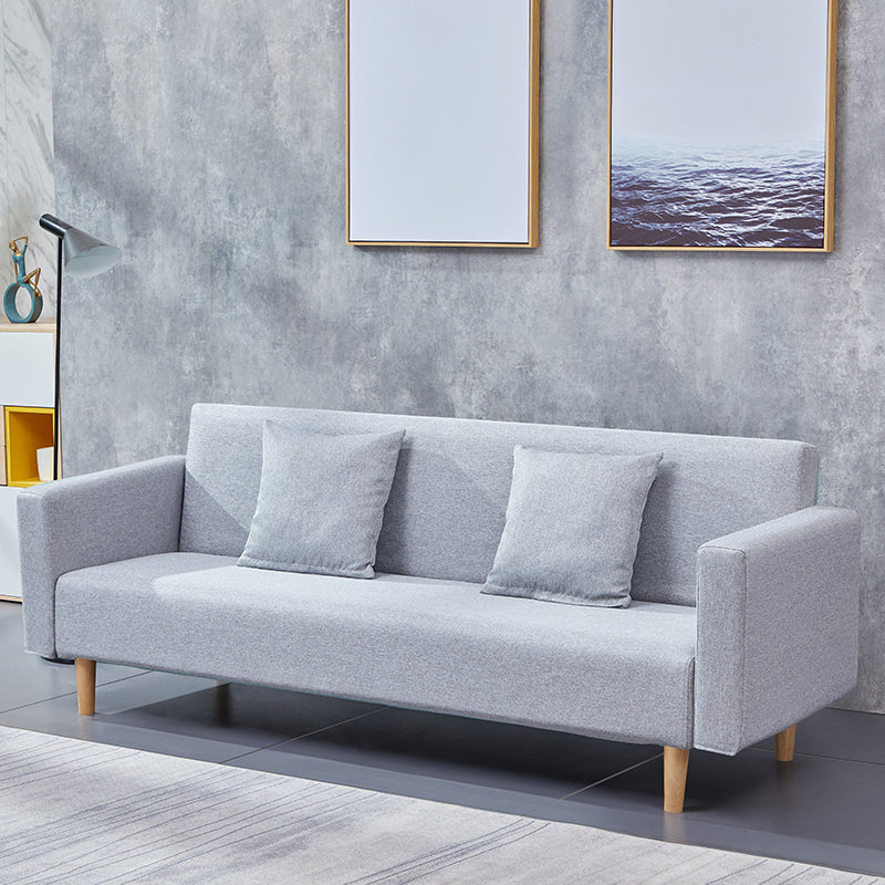 Cotton Blend Loose Back Square Arm Slipcovered Convertible Sofa Bed