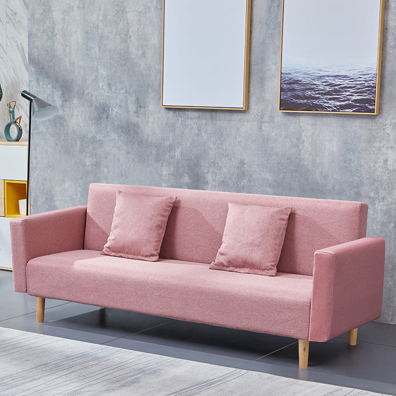 Cotton Blend Loose Back Square Arm Slipcovered Convertible Sofa Bed