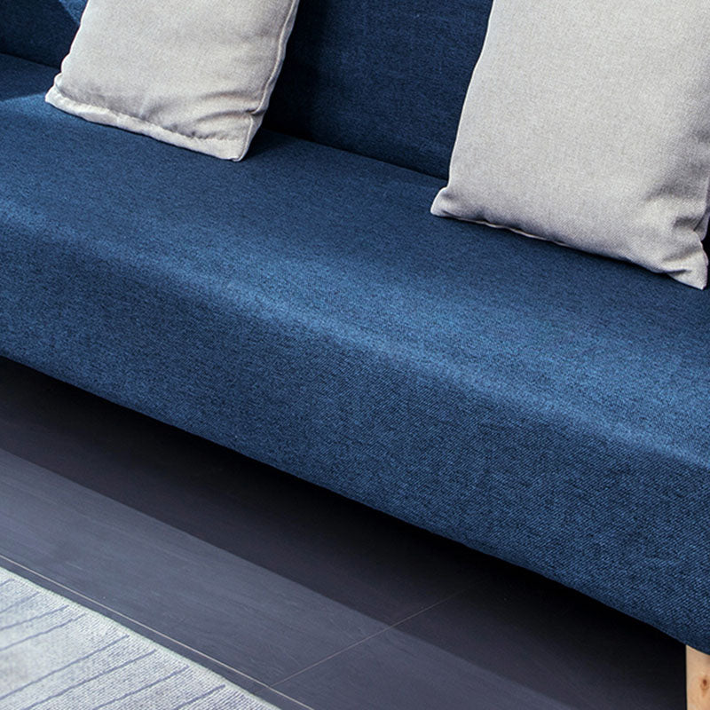 Cotton Blend Loose Back Square Arm Slipcovered Convertible Sofa Bed
