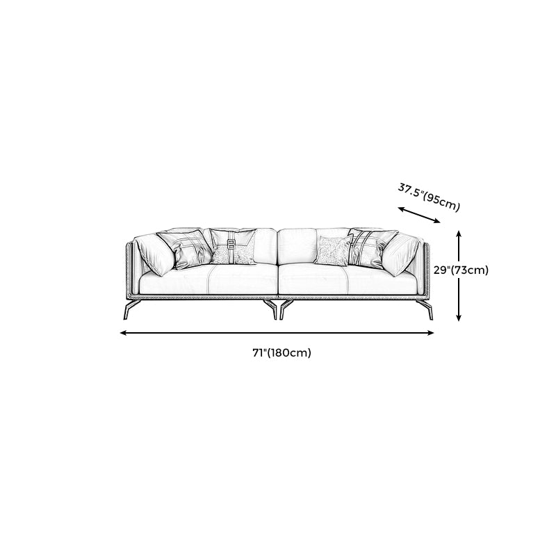 Stain Resistant Stationary Genuine Leather Pillow Top Arm Seating