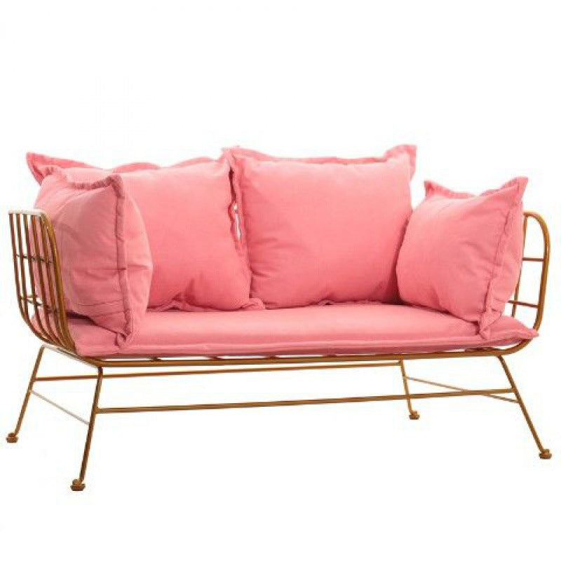 Golden Frame Velvet Loveseat with Pillow Top Arm for Apartment