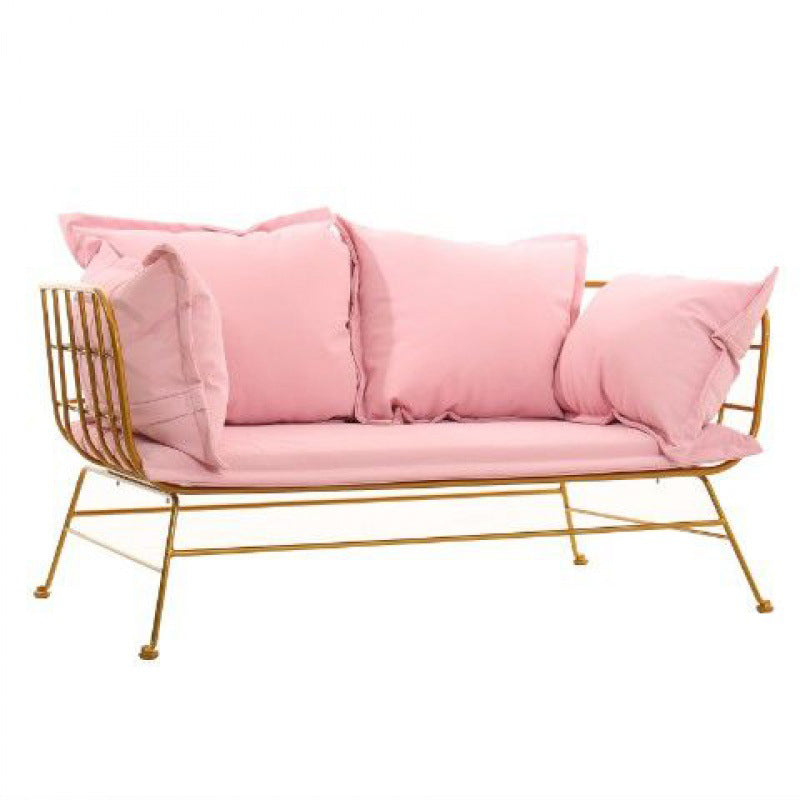 Golden Frame Velvet Loveseat with Pillow Top Arm for Apartment