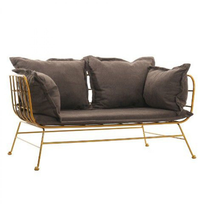 Golden Frame Velvet Loveseat with Pillow Top Arm for Apartment