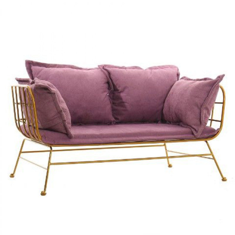 Golden Frame Velvet Loveseat with Pillow Top Arm for Apartment