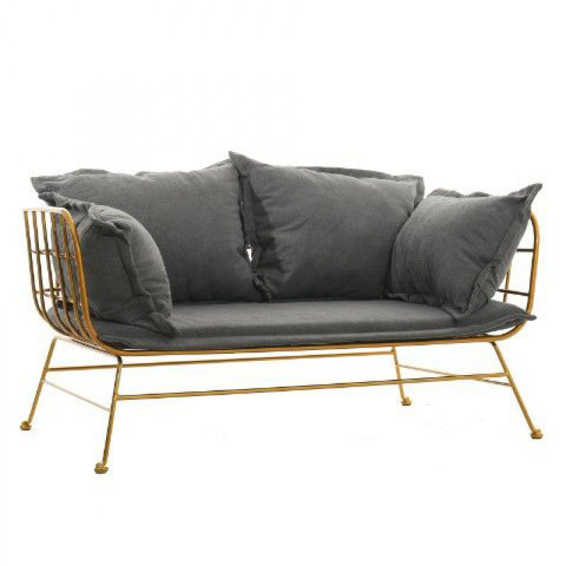 Golden Frame Velvet Loveseat with Pillow Top Arm for Apartment