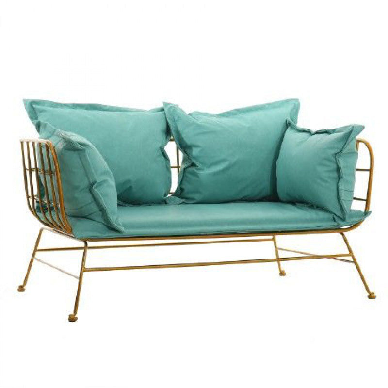 Golden Frame Velvet Loveseat with Pillow Top Arm for Apartment