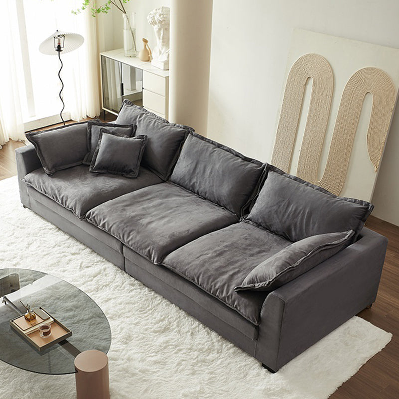 Slipcovered Stationary Living Room Pillow Top Arm Standard Gray Sofa