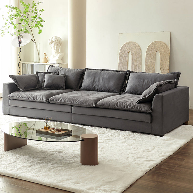 Slipcovered Stationary Living Room Pillow Top Arm Standard Gray Sofa