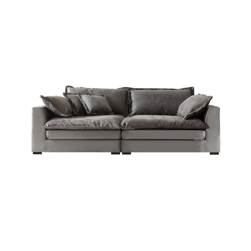Slipcovered Stationary Living Room Pillow Top Arm Standard Gray Sofa