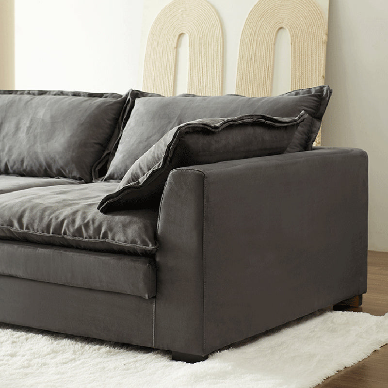 Slipcovered Stationary Living Room Pillow Top Arm Standard Gray Sofa