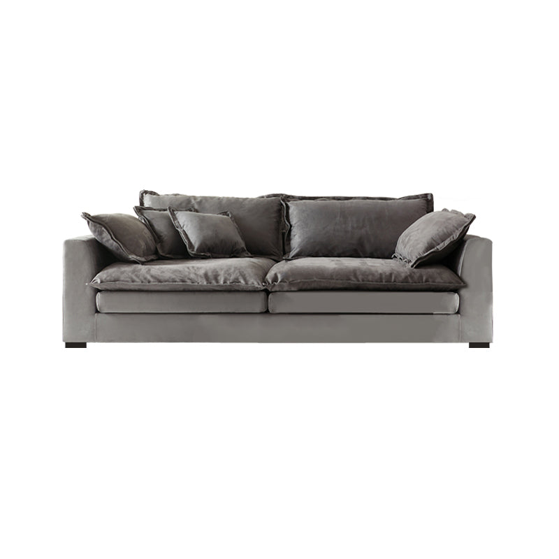 Slipcovered Stationary Living Room Pillow Top Arm Standard Gray Sofa