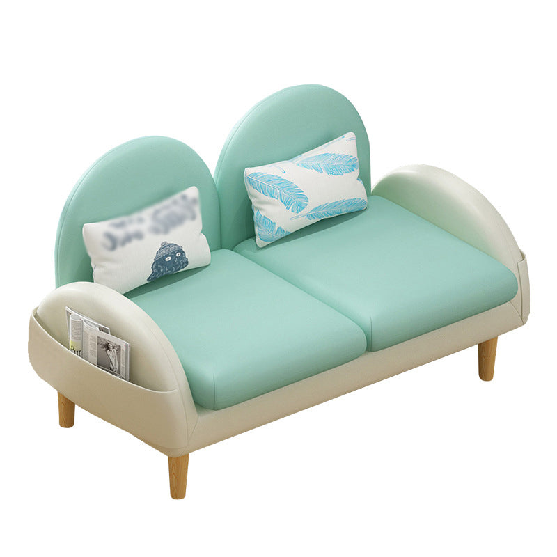 Faux Leather Pillow Back Sofa with Storage for Living Room and Apartment