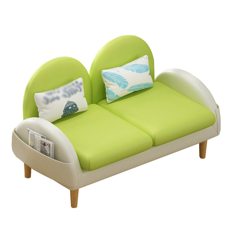 Faux Leather Pillow Back Sofa with Storage for Living Room and Apartment