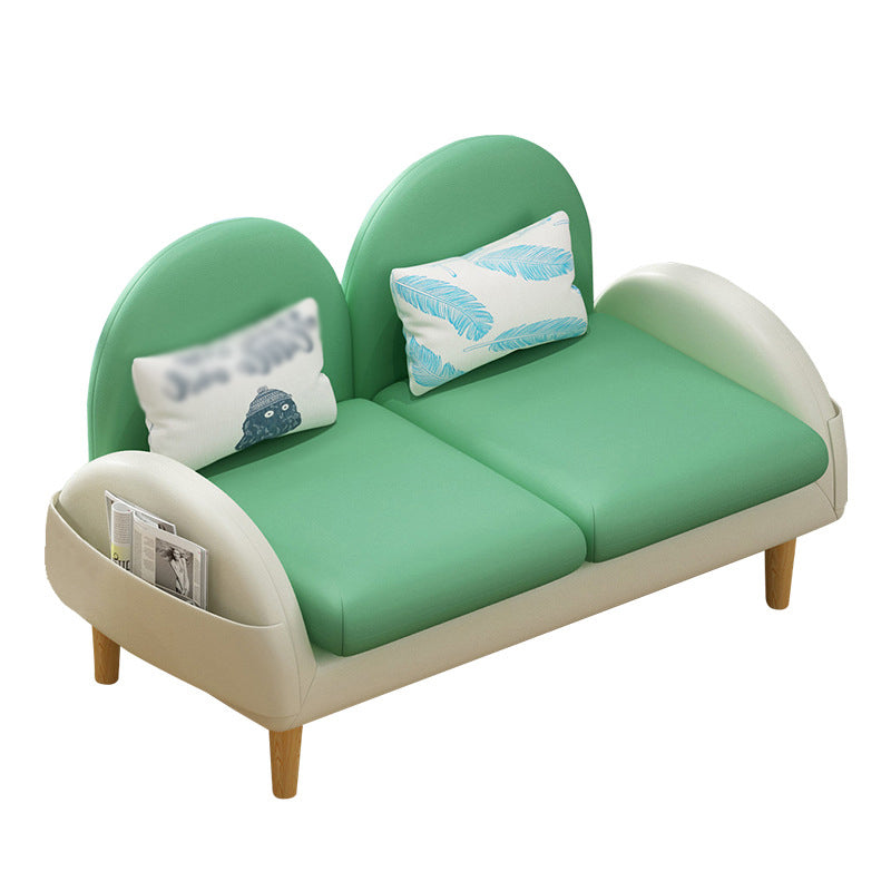 Faux Leather Pillow Back Sofa with Storage for Living Room and Apartment