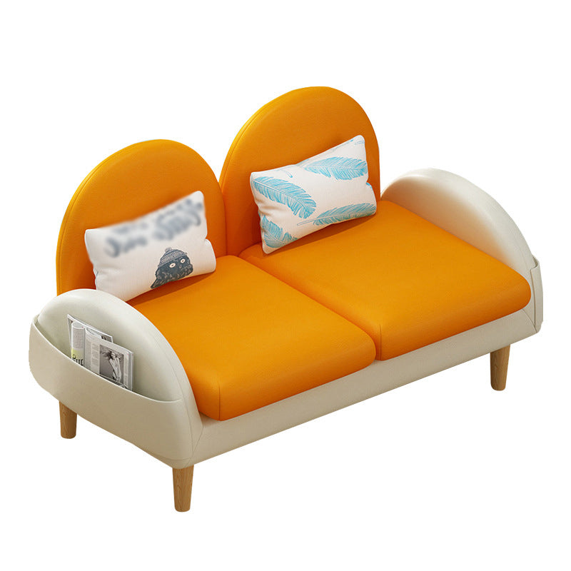 Faux Leather Pillow Back Sofa with Storage for Living Room and Apartment