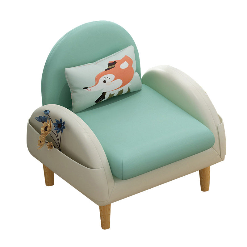 Faux Leather Pillow Back Sofa with Storage for Living Room and Apartment
