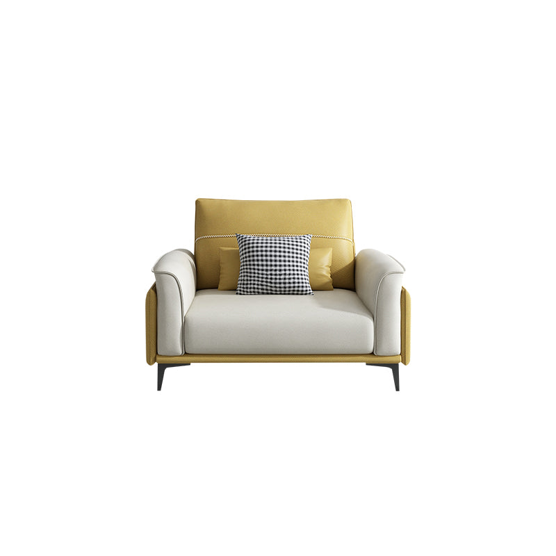 Stain Resistant Slipcovered Faux Leather Flared Arm White Seating