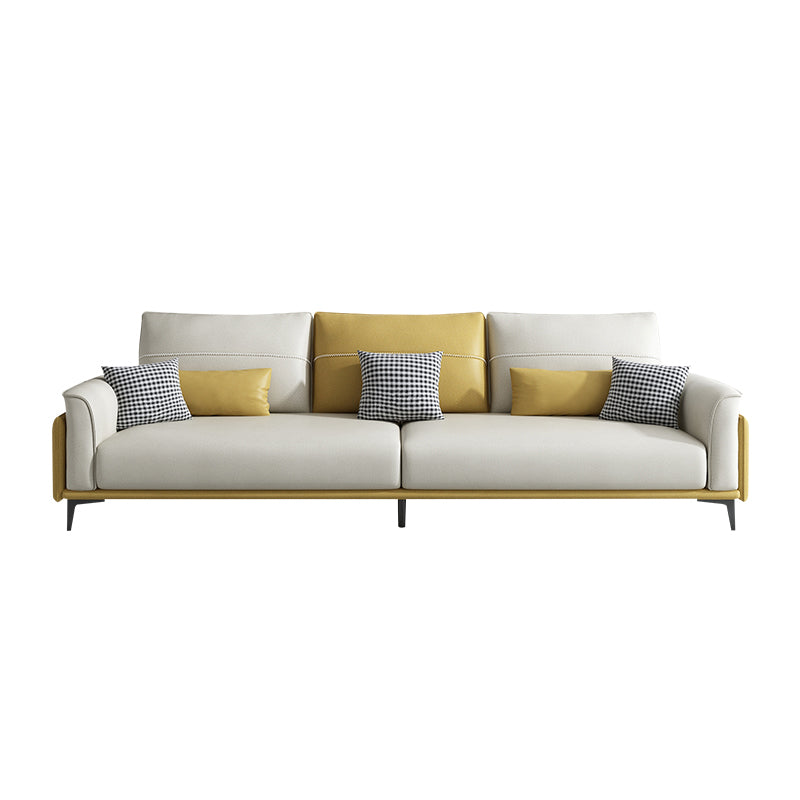 Stain Resistant Slipcovered Faux Leather Flared Arm White Seating