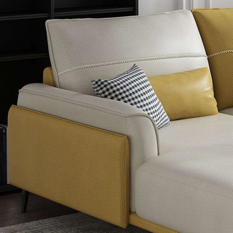 Stain Resistant Slipcovered Faux Leather Flared Arm White Seating