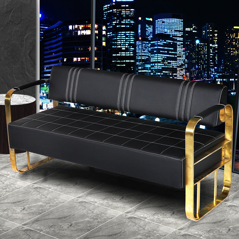 Faux Leather Square Arm Sofa with Tight Back 21.65" W 28.74" H