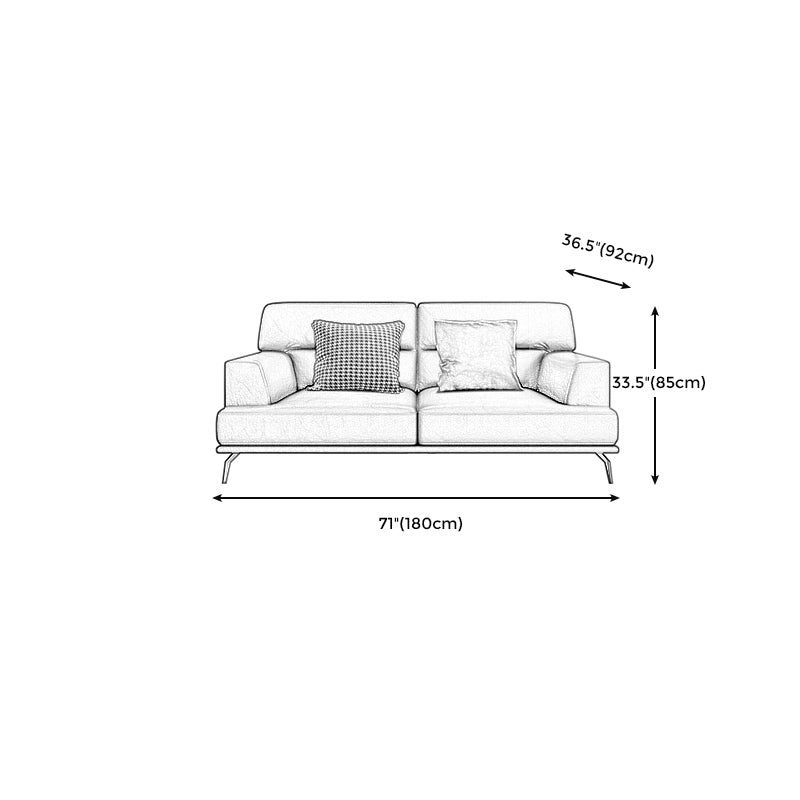 Stain Resistant Stationary Faux Leather Living Room Square Arm Standard Dark Gray Sofa