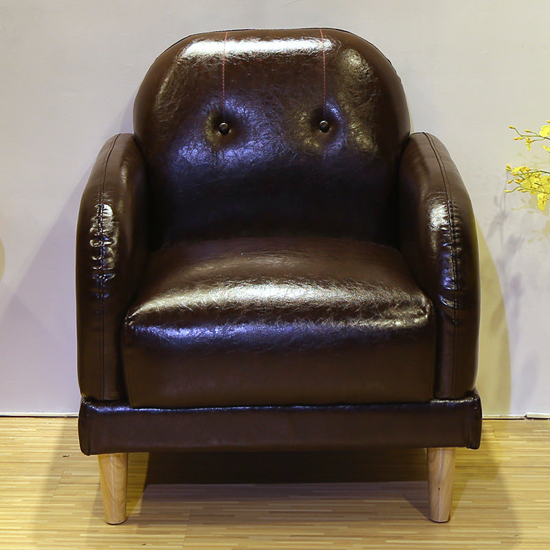 Faux Leather Tufted Back Sofa with Square Arm for Living Room