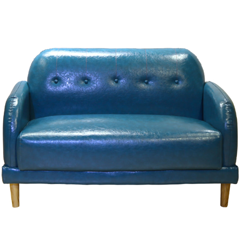 Faux Leather Tufted Back Sofa with Square Arm for Living Room