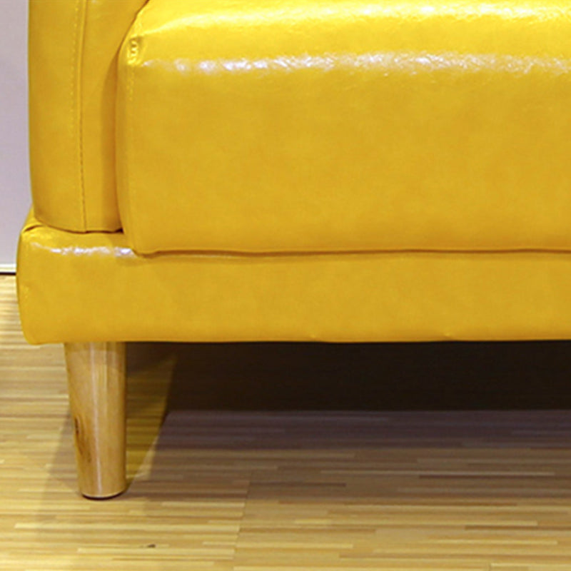 Faux Leather Tufted Back Sofa with Square Arm for Living Room