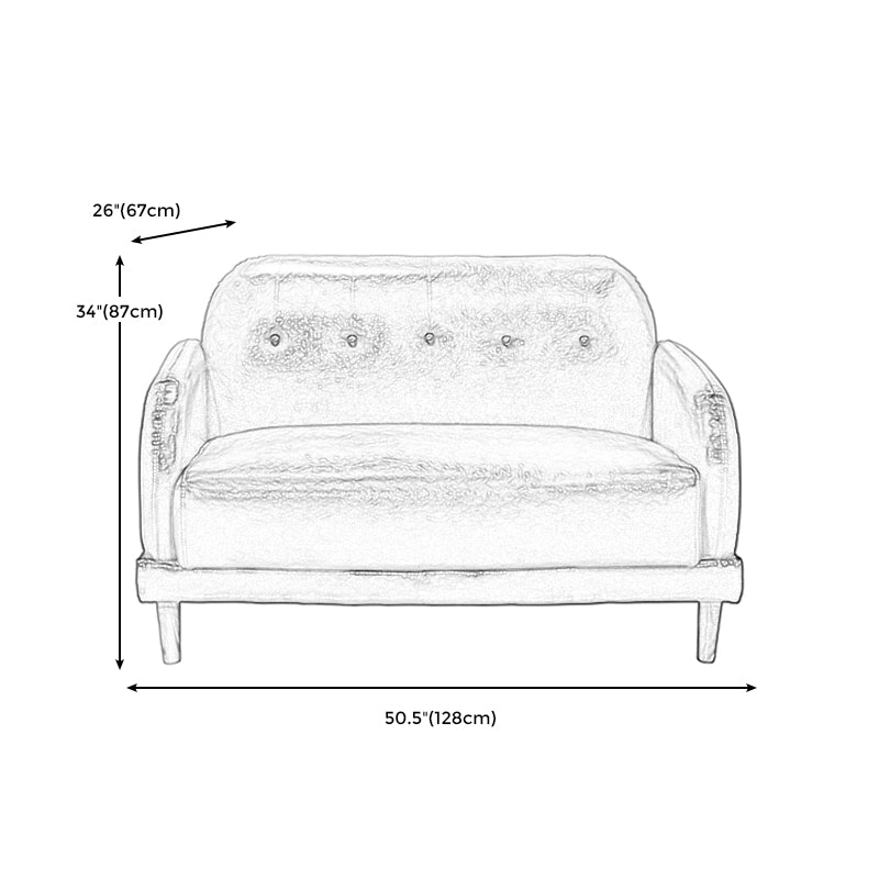 Faux Leather Tufted Back Sofa with Square Arm for Living Room