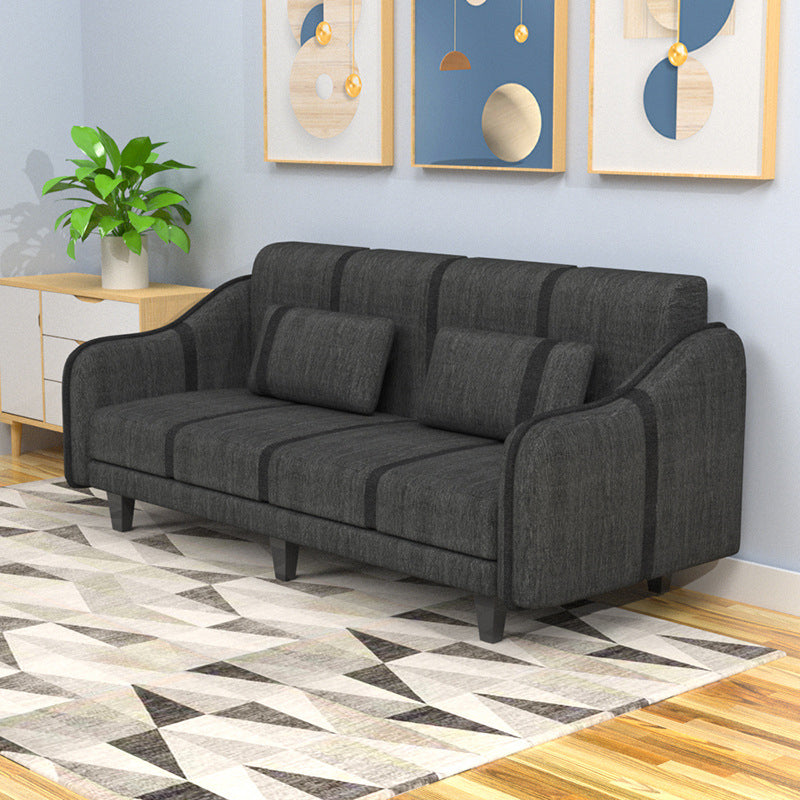 Contemporary Sleeper with 2 Pillows and Six Black Legs for Apartment