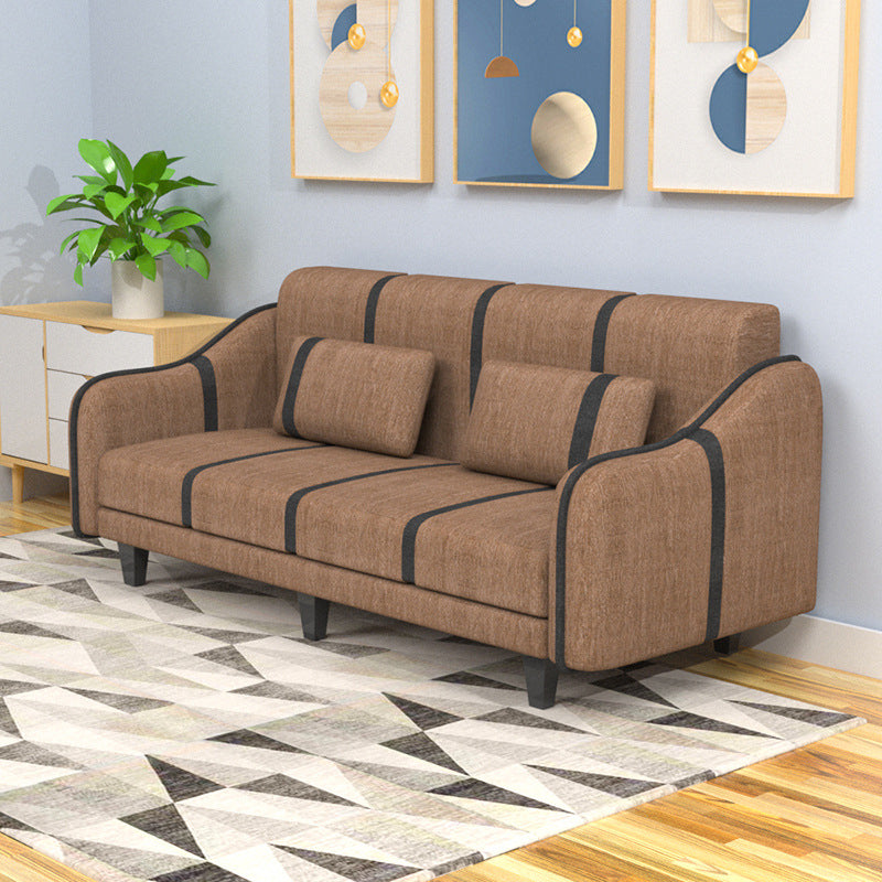 Contemporary Sleeper with 2 Pillows and Six Black Legs for Apartment