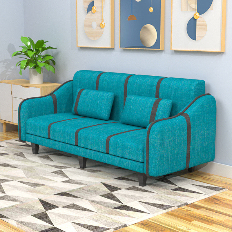 Contemporary Sleeper with 2 Pillows and Six Black Legs for Apartment