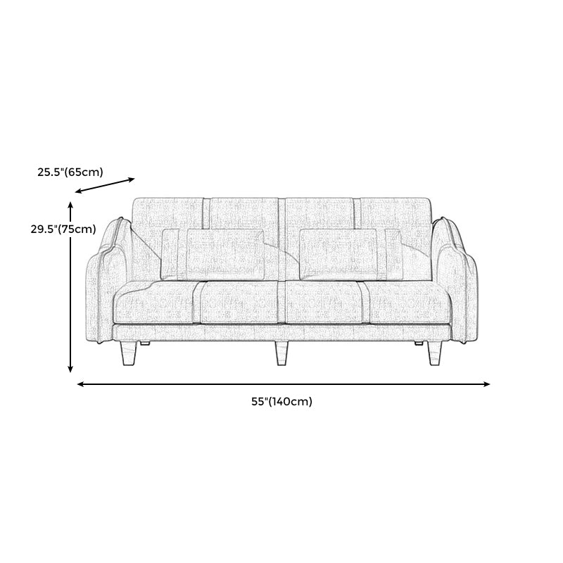 Contemporary Sleeper with 2 Pillows and Six Black Legs for Apartment