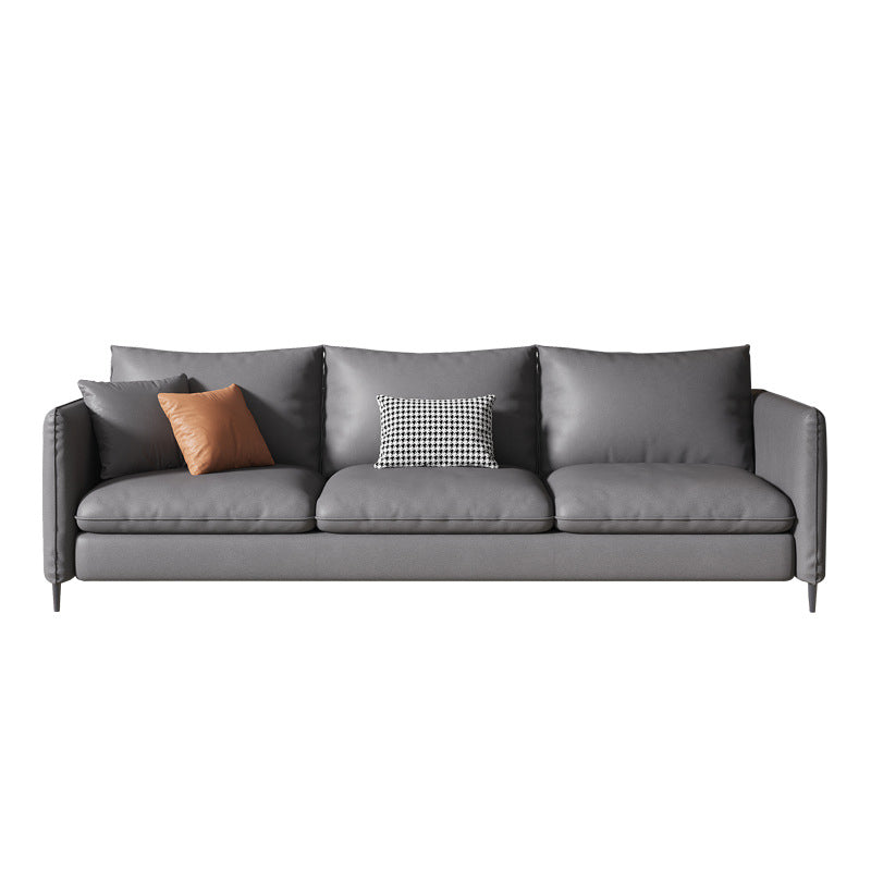 Contemporary Standard Square Arm Settee Bench with Pillows in Grey
