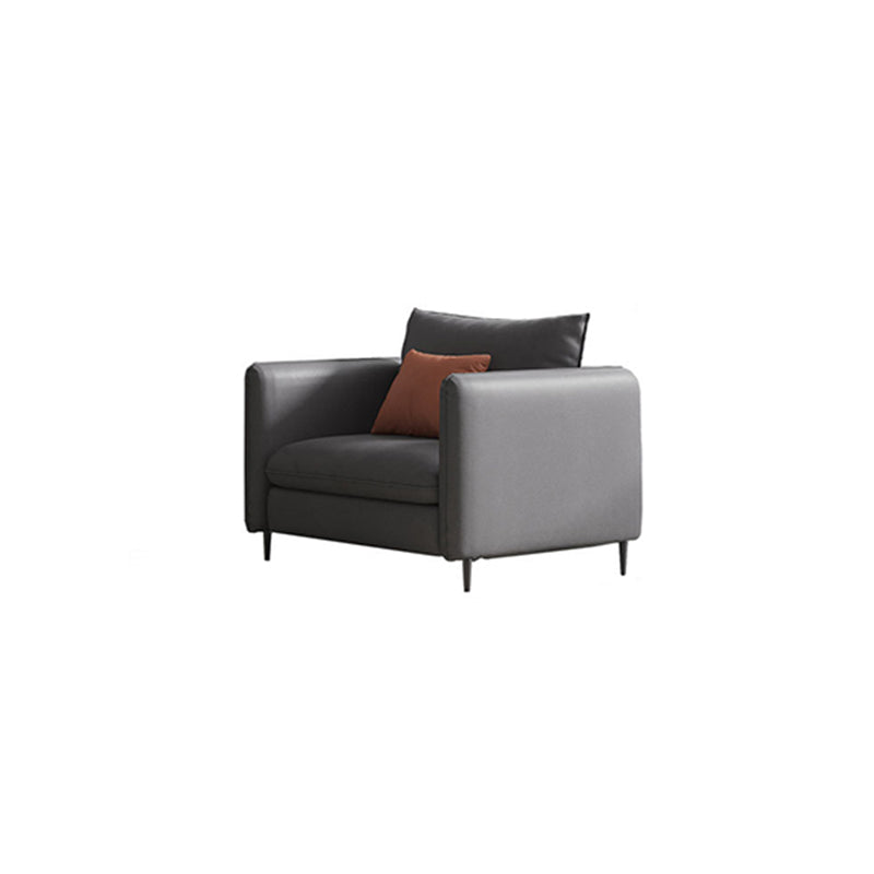 Contemporary Standard Square Arm Settee Bench with Pillows in Grey