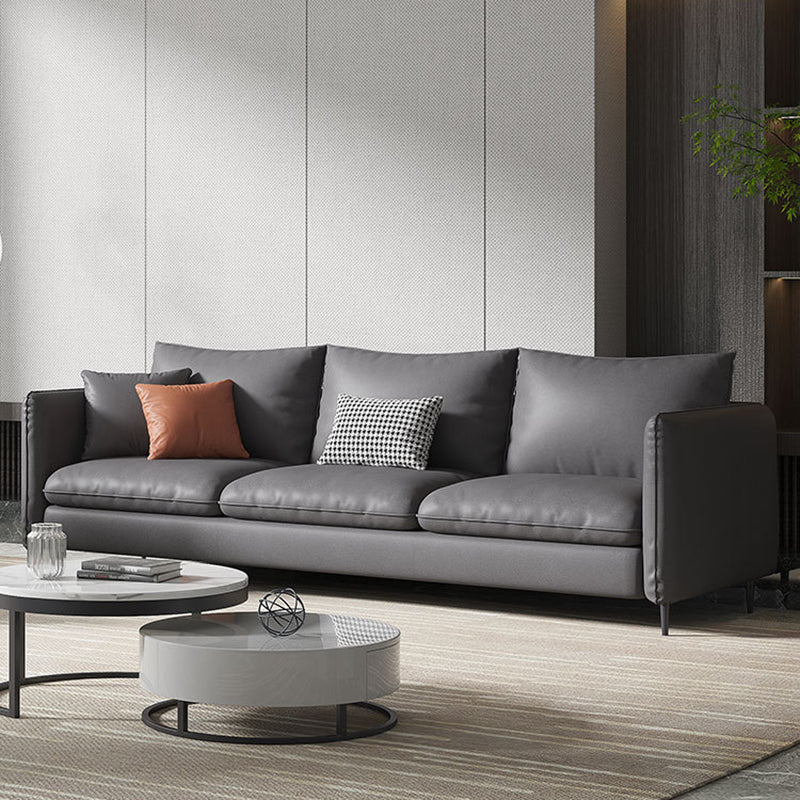 Contemporary Standard Square Arm Settee Bench with Pillows in Grey