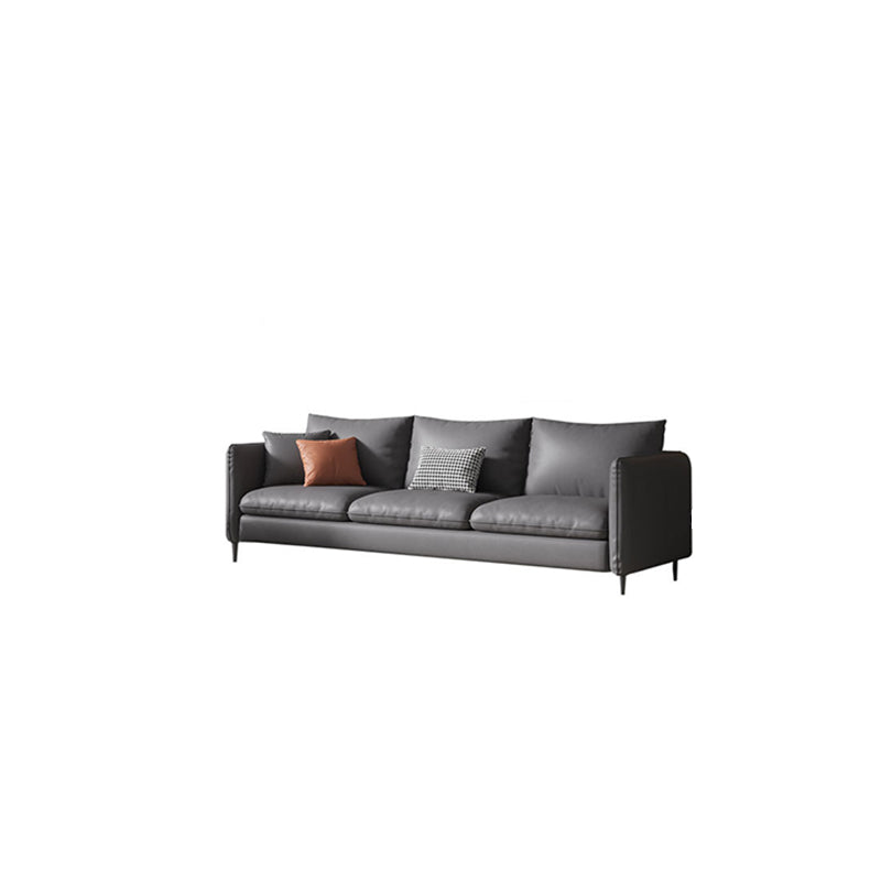 Contemporary Standard Square Arm Settee Bench with Pillows in Grey