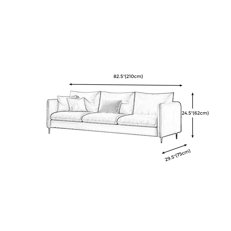 Contemporary Standard Square Arm Settee Bench with Pillows in Grey