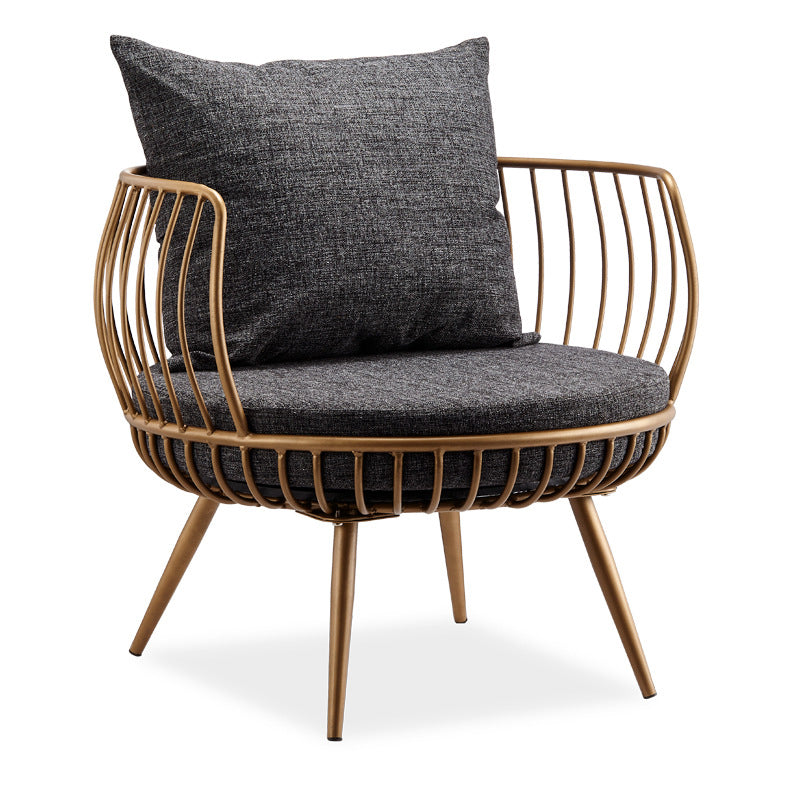Scandinavian Golden Frame Sofa with Pillow Back Cushion for Living Room