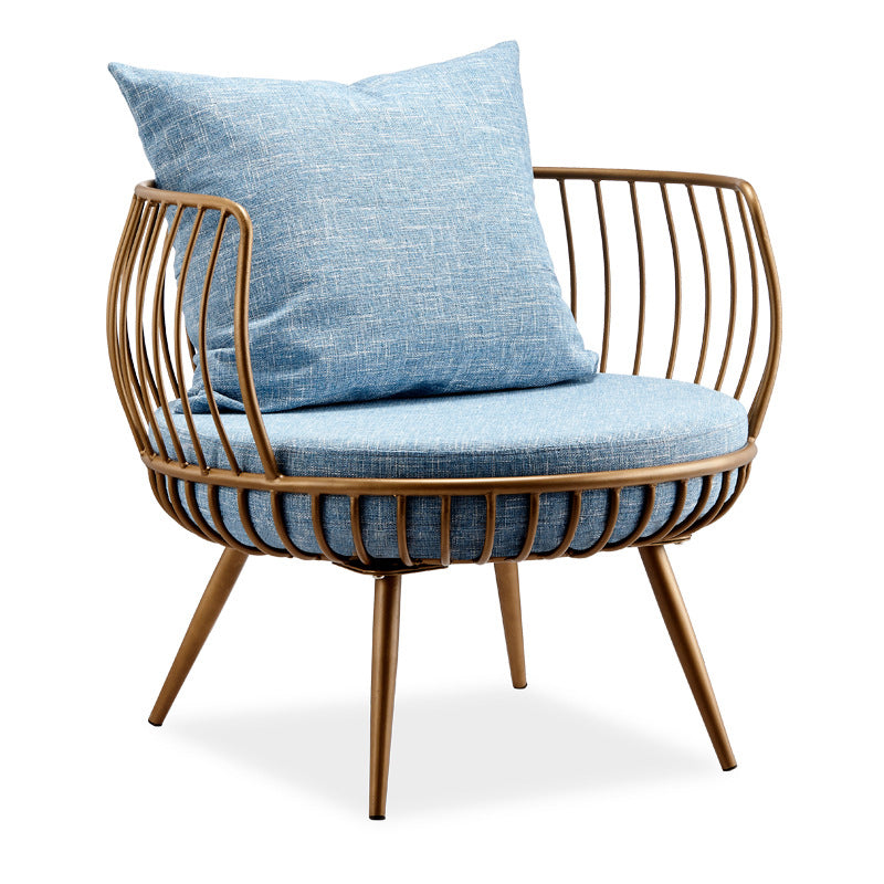 Scandinavian Golden Frame Sofa with Pillow Back Cushion for Living Room