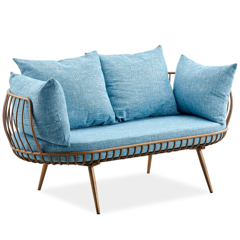 Scandinavian Golden Frame Sofa with Pillow Back Cushion for Living Room