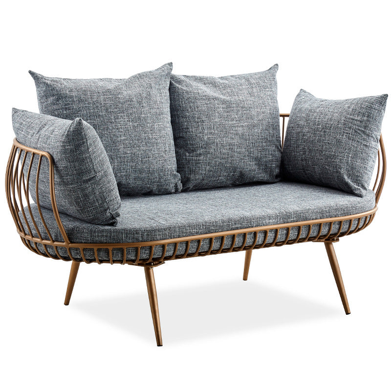 Scandinavian Golden Frame Sofa with Pillow Back Cushion for Living Room