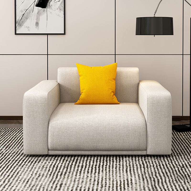 Stationary Slipcovered Cotton Living Room Square Arm Loose Back Sofa